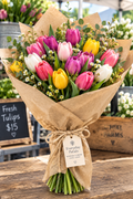 Long Island Garden Tulips in colorful seasonal shades wrapped in kraft paper