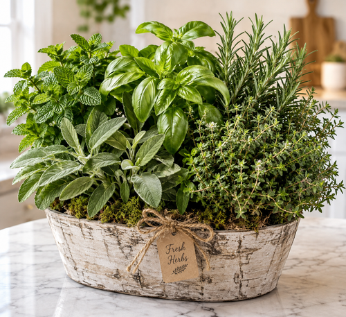 Long Island Fresh Herb Garden Centerpiece with assorted culinary herbs